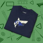 Pool Shark T-Shirt, in Navy color, billiards shirt, folded view