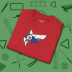 Pool Shark T-Shirt, in Red color, billiards shirt, folded view