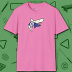 Pool Shark T-Shirt, in Azalea color, billiards shirt, front view