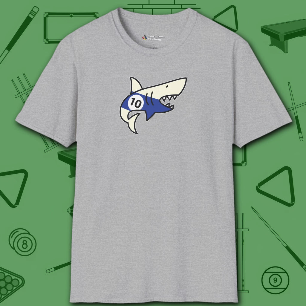 Pool Shark T-Shirt, in Sport Grey color, billiards shirt, front view