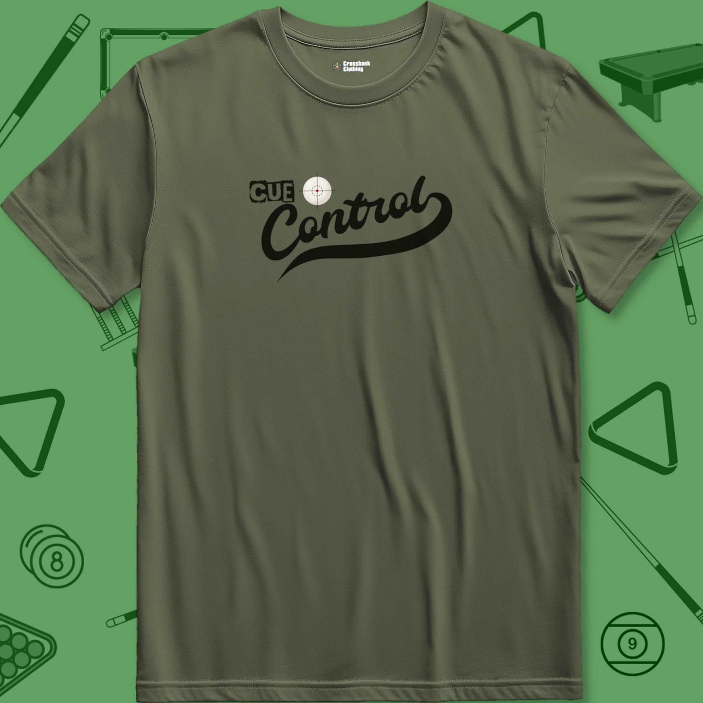 A T-Shirt with billiards-themed design from Crossbank Clothing