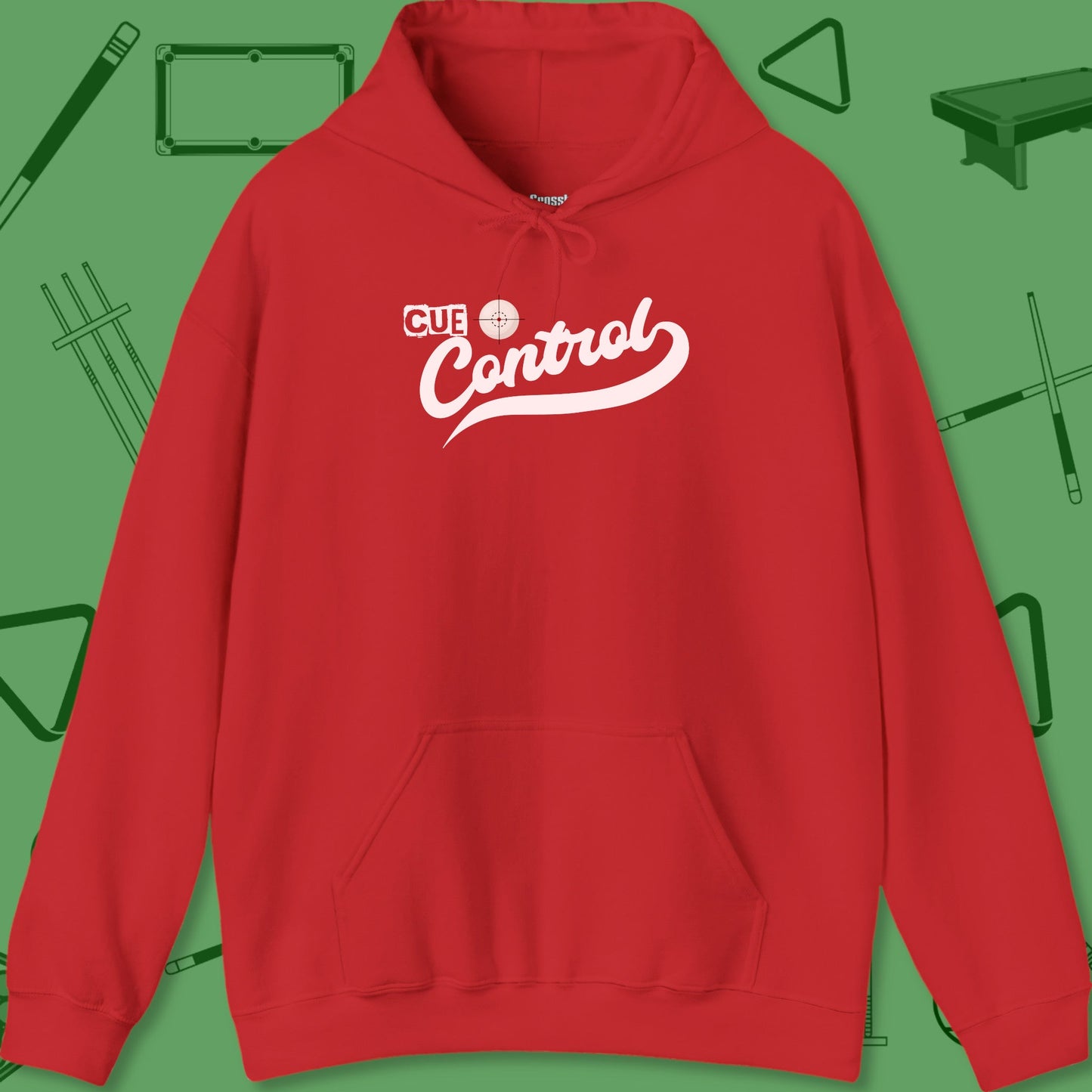 A Hoodie with billiards-themed design from Crossbank Clothing