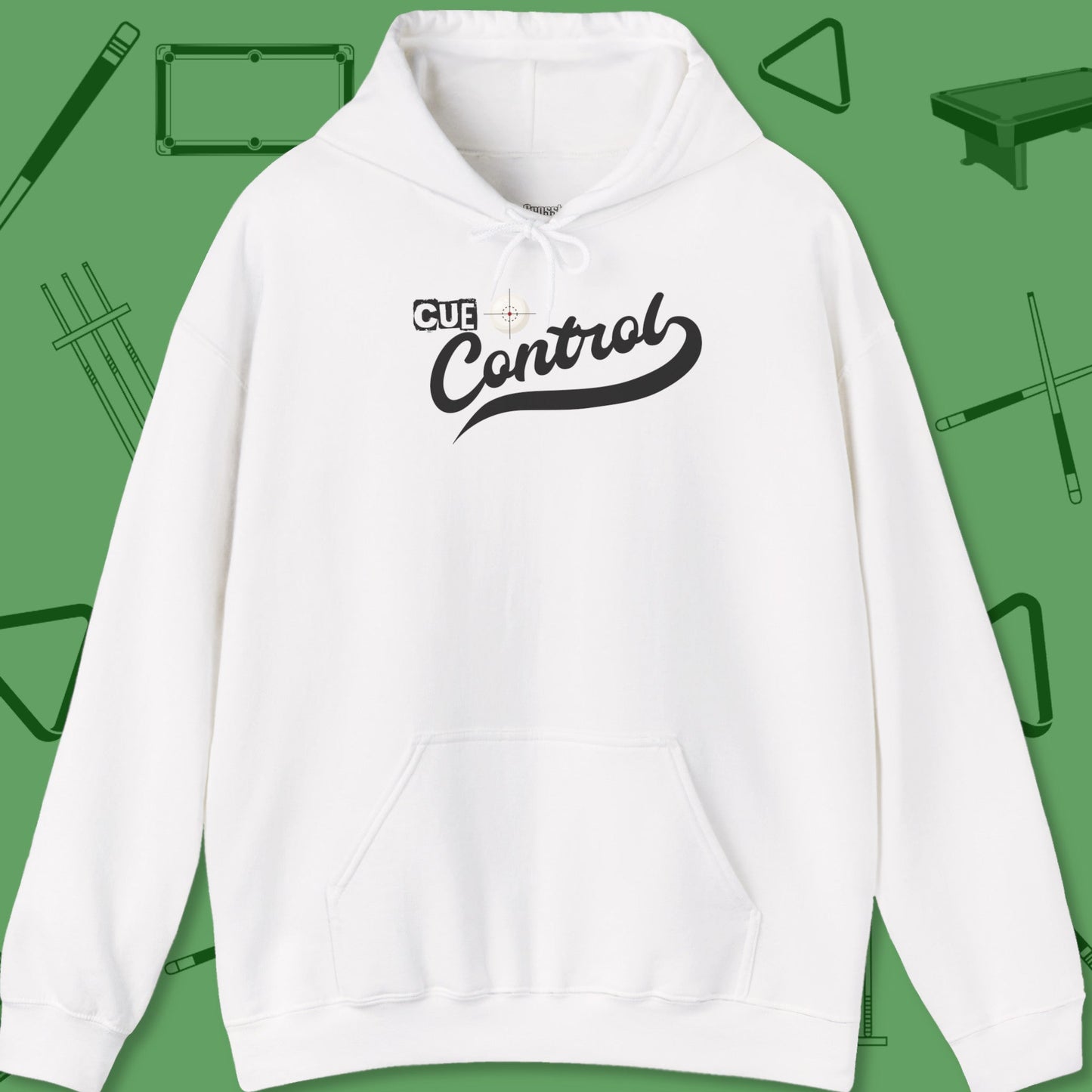 A Hoodie with billiards-themed design from Crossbank Clothing