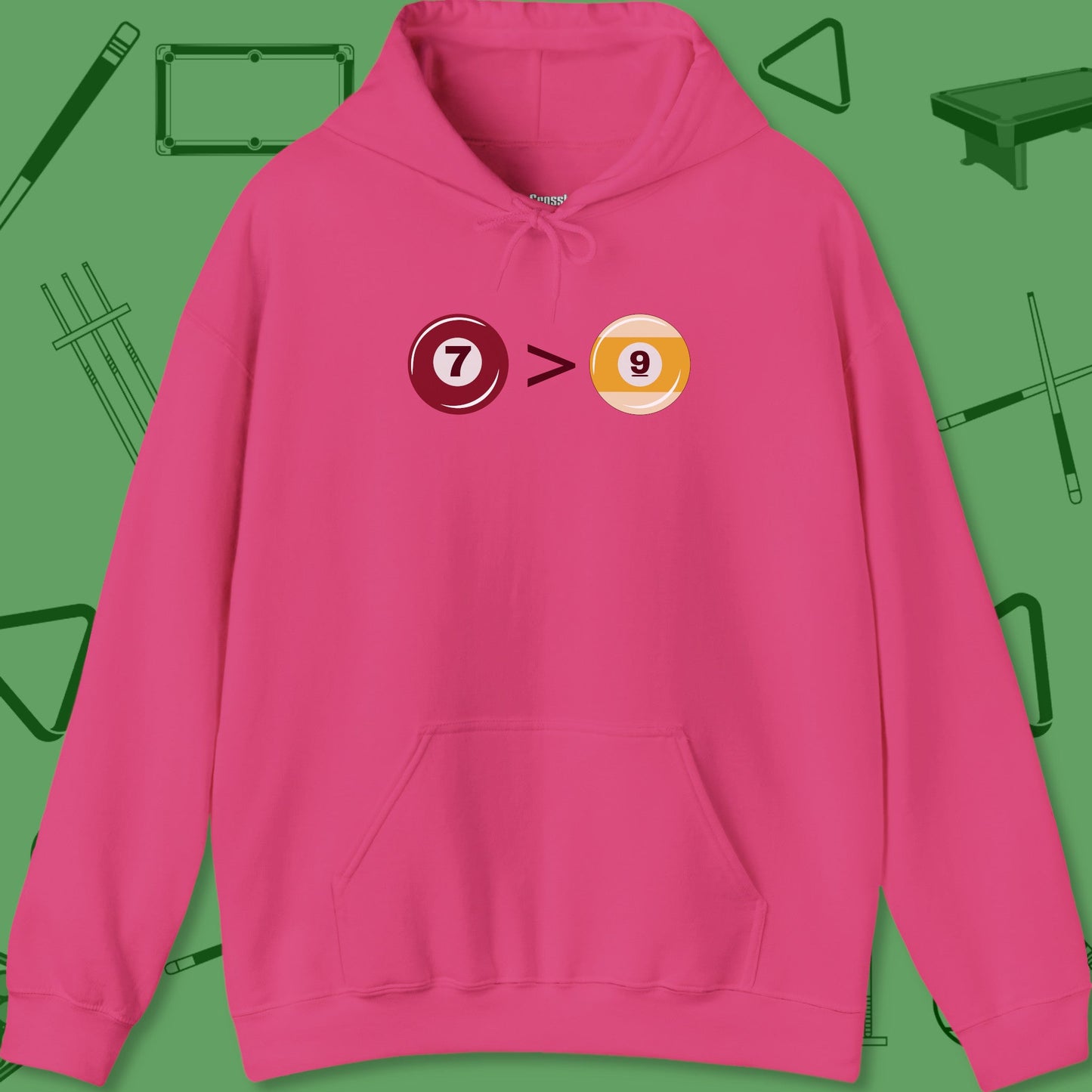 A Hoodie with billiards-themed design from Crossbank Clothing