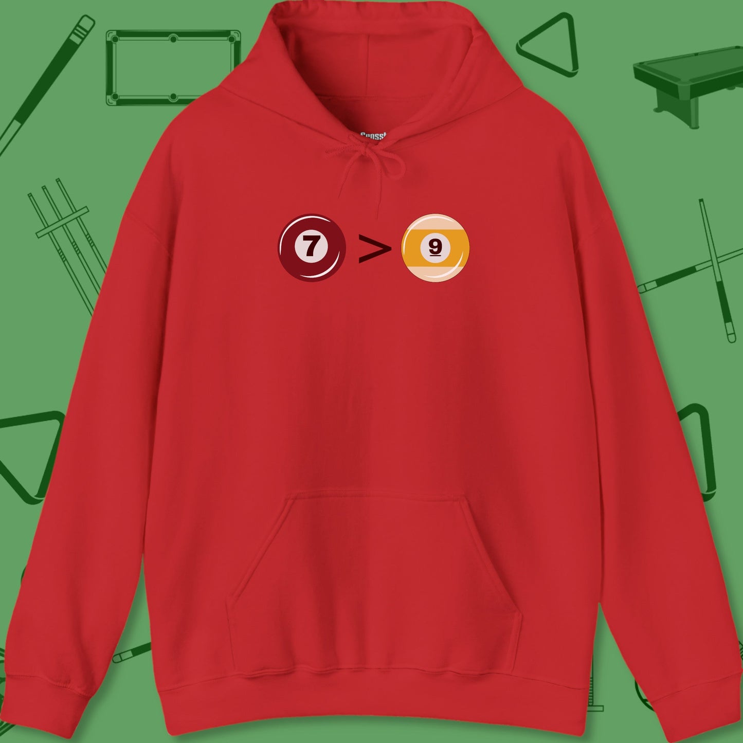 A Hoodie with billiards-themed design from Crossbank Clothing