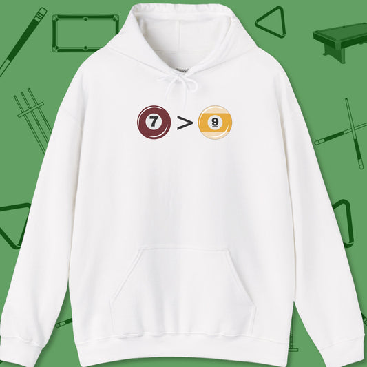 A Hoodie with billiards-themed design from Crossbank Clothing