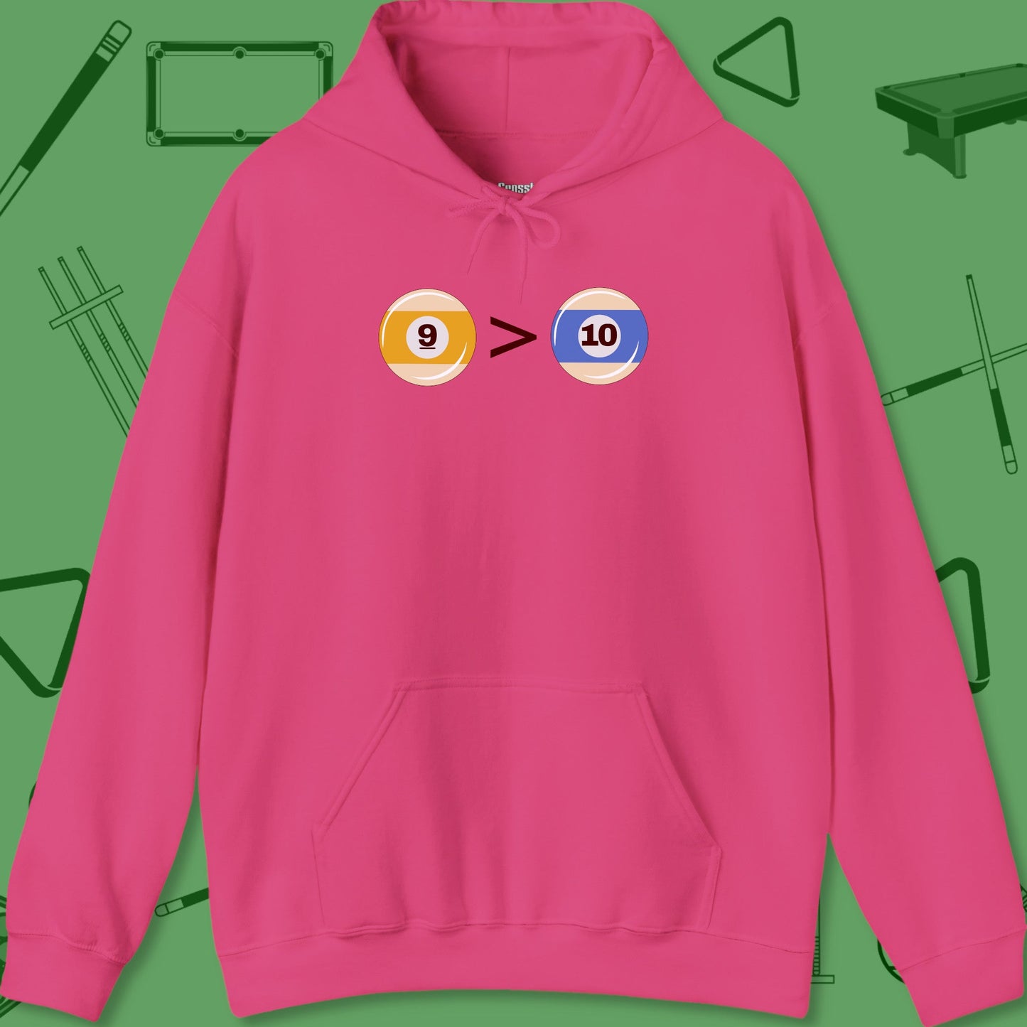 A Hoodie with billiards-themed design from Crossbank Clothing