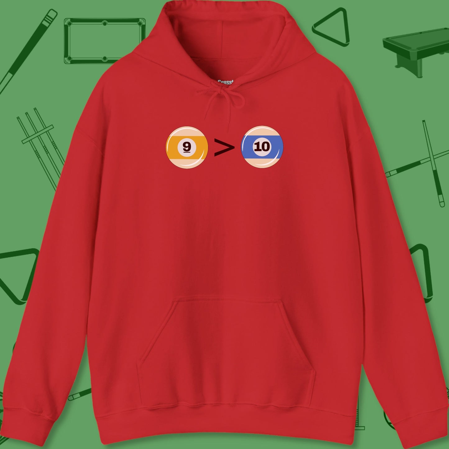 A Hoodie with billiards-themed design from Crossbank Clothing