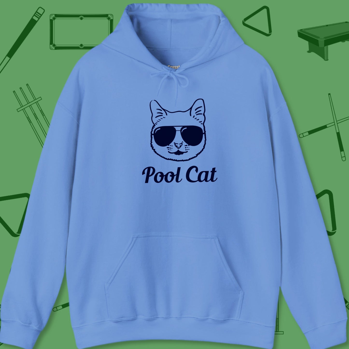 A Hoodie with billiards-themed design from Crossbank Clothing