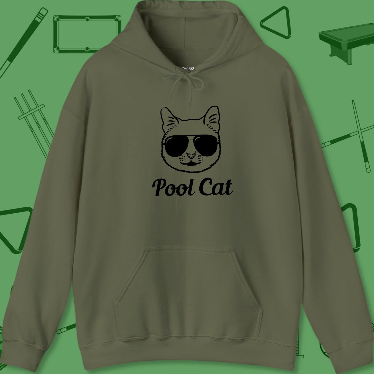 A Hoodie with billiards-themed design from Crossbank Clothing