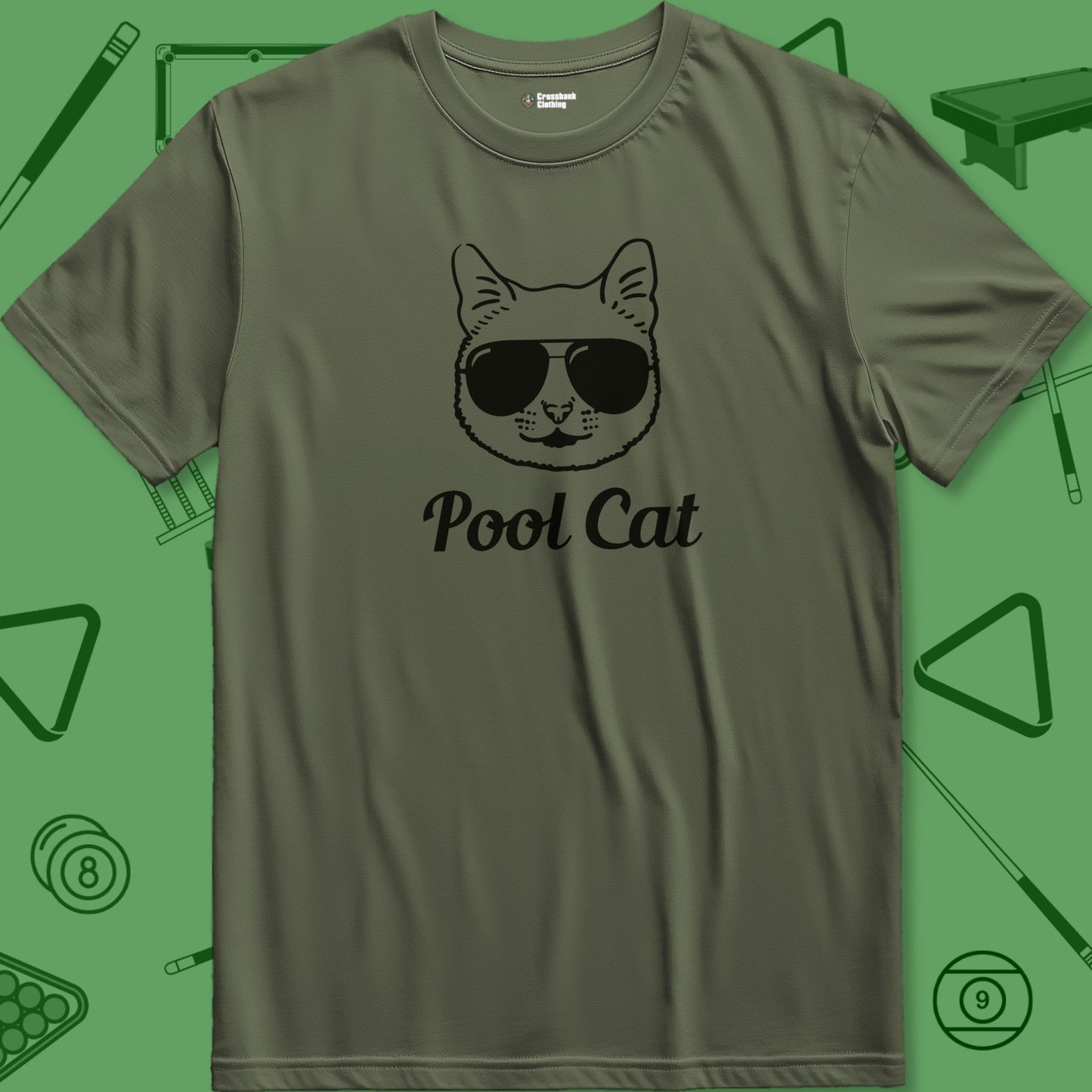 A T-Shirt with billiards-themed design from Crossbank Clothing