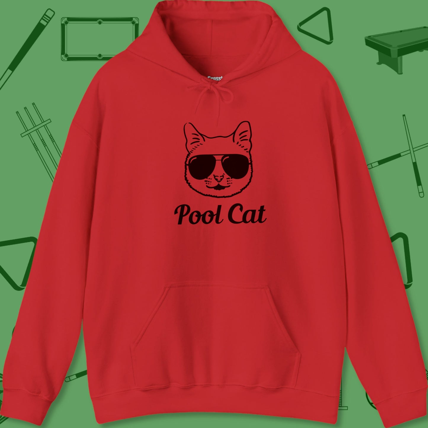 A Hoodie with billiards-themed design from Crossbank Clothing