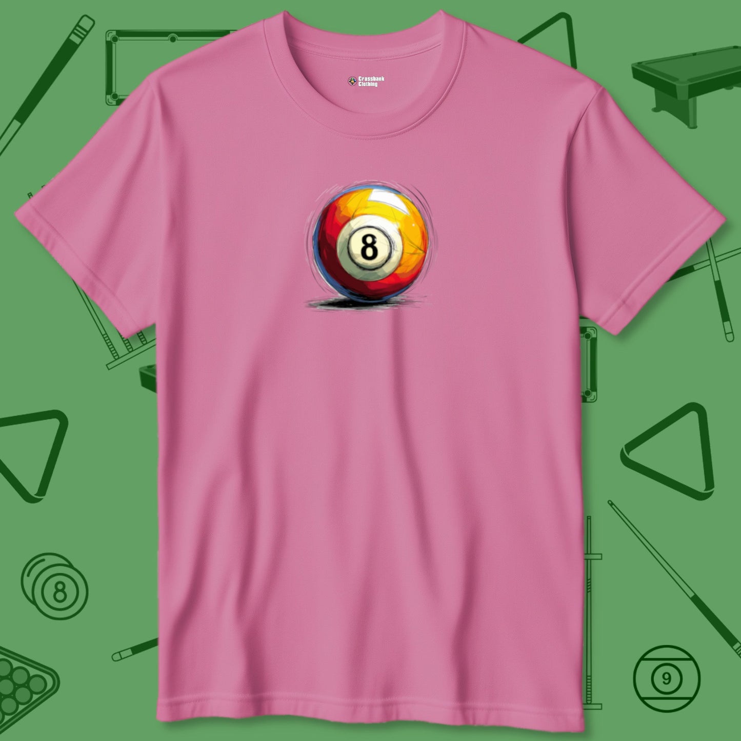 A T-Shirt with billiards-themed design from Crossbank Clothing