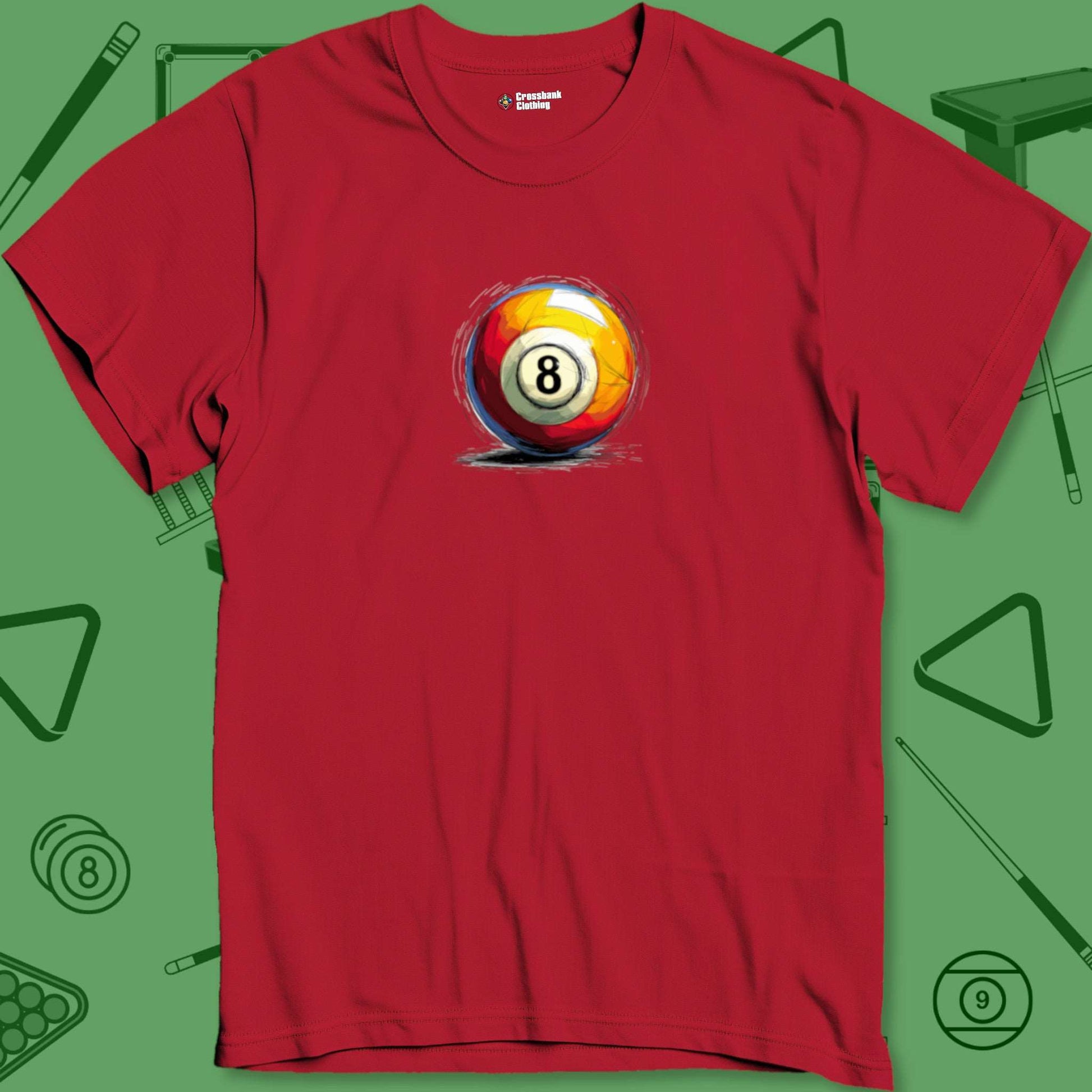 A T-Shirt with billiards-themed design from Crossbank Clothing