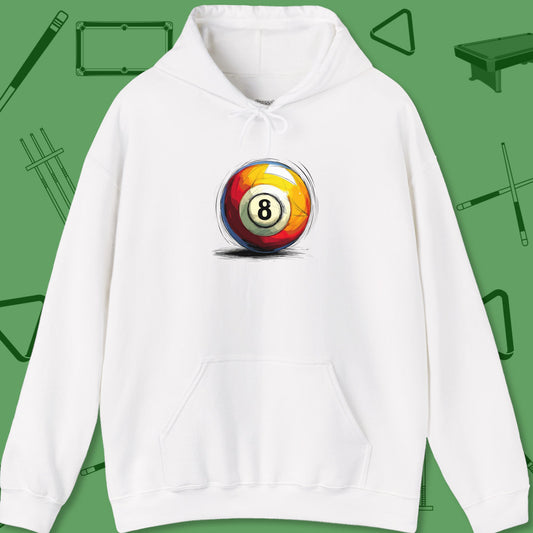 A Hoodie with billiards-themed design from Crossbank Clothing