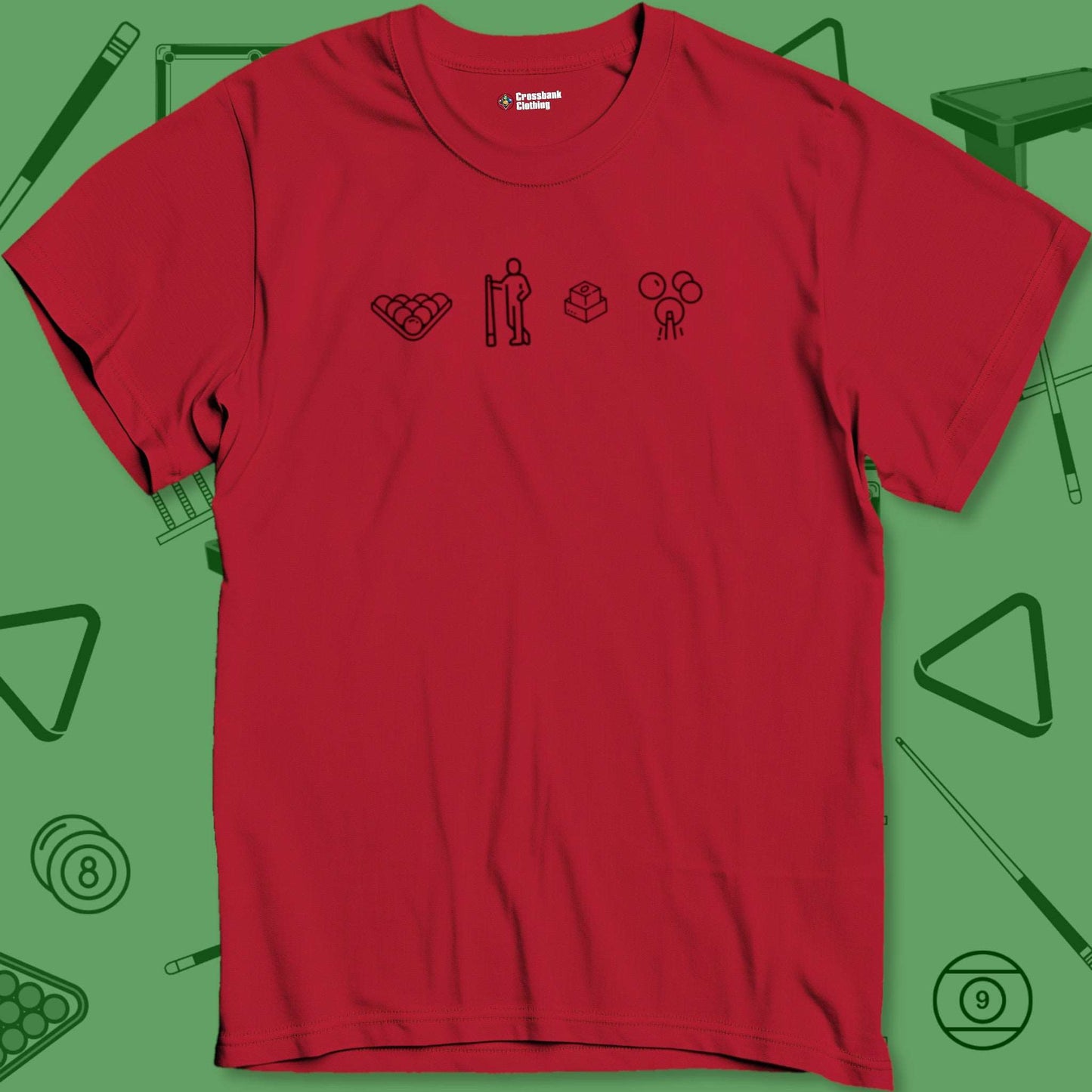 A T-Shirt with billiards-themed design from Crossbank Clothing