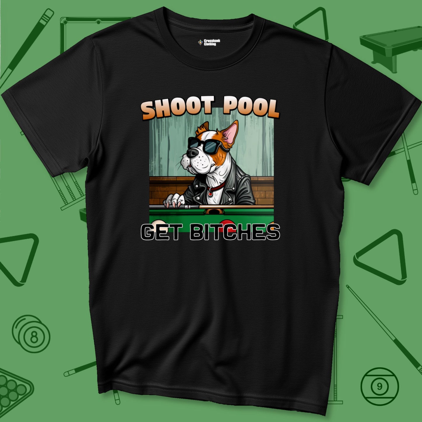 A T-Shirt with billiards-themed design from Crossbank Clothing