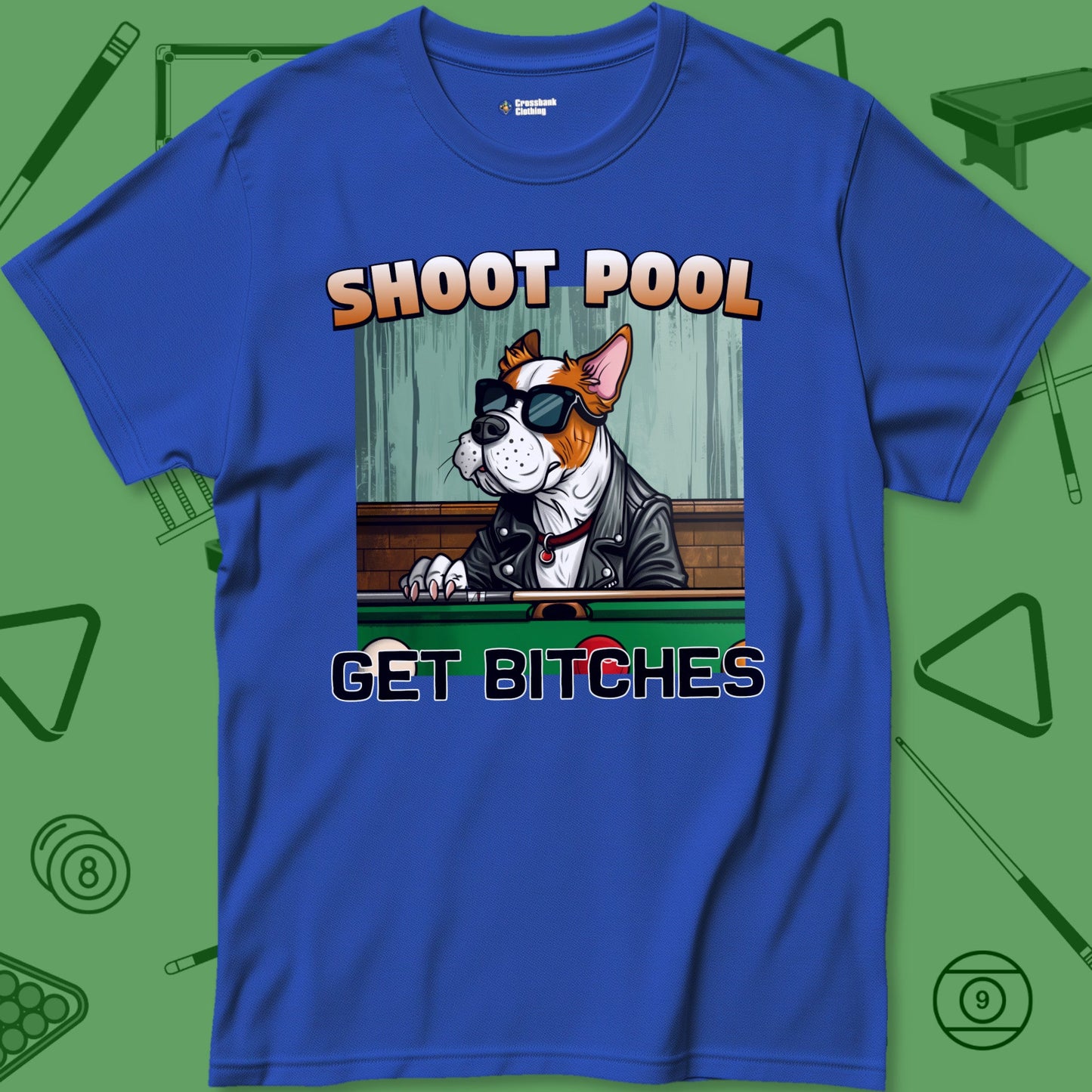 A T-Shirt with billiards-themed design from Crossbank Clothing