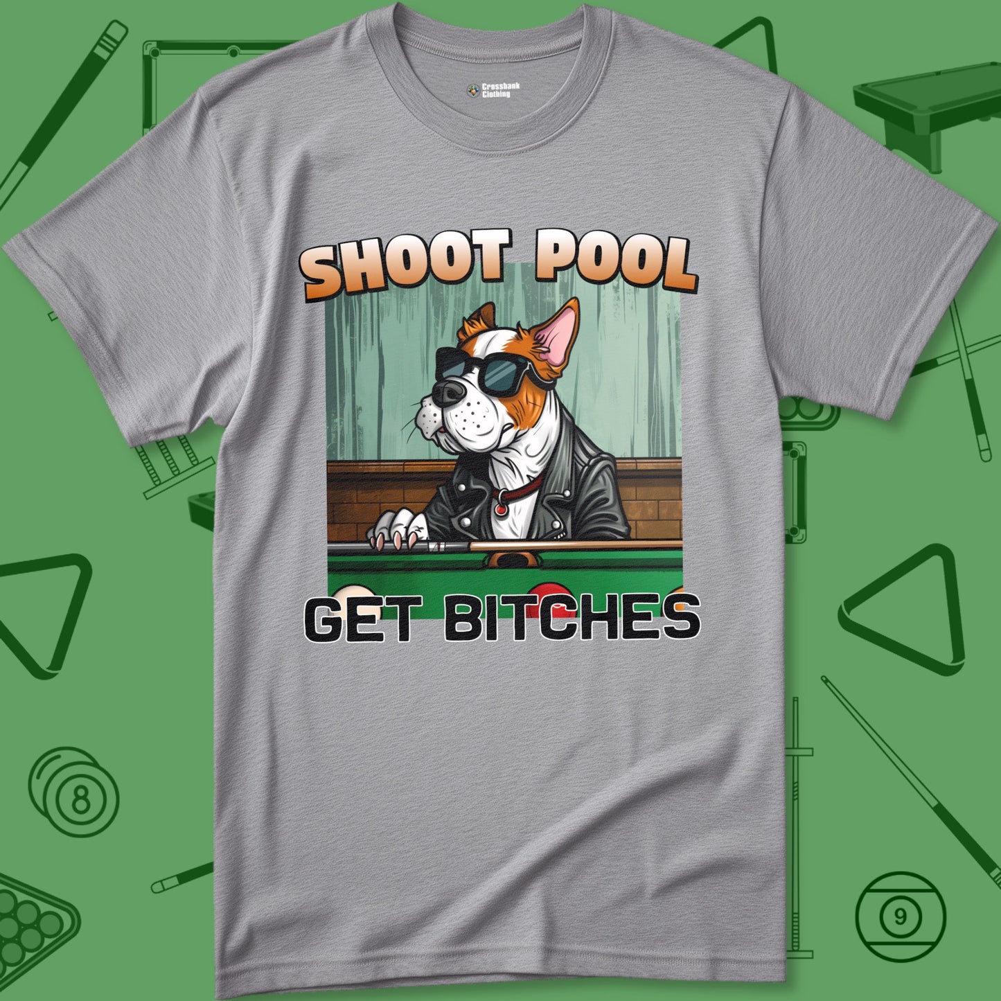 A T-Shirt with billiards-themed design from Crossbank Clothing