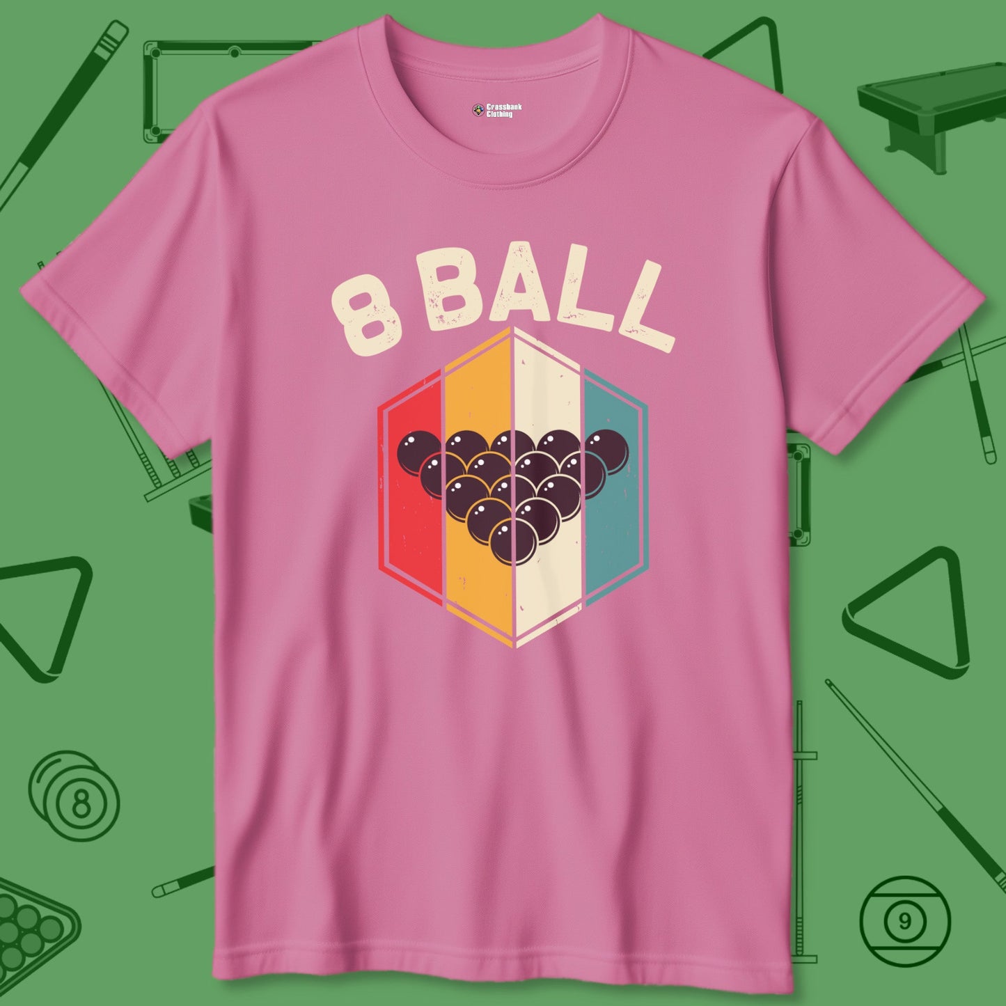 A T-Shirt with billiards-themed design from Crossbank Clothing