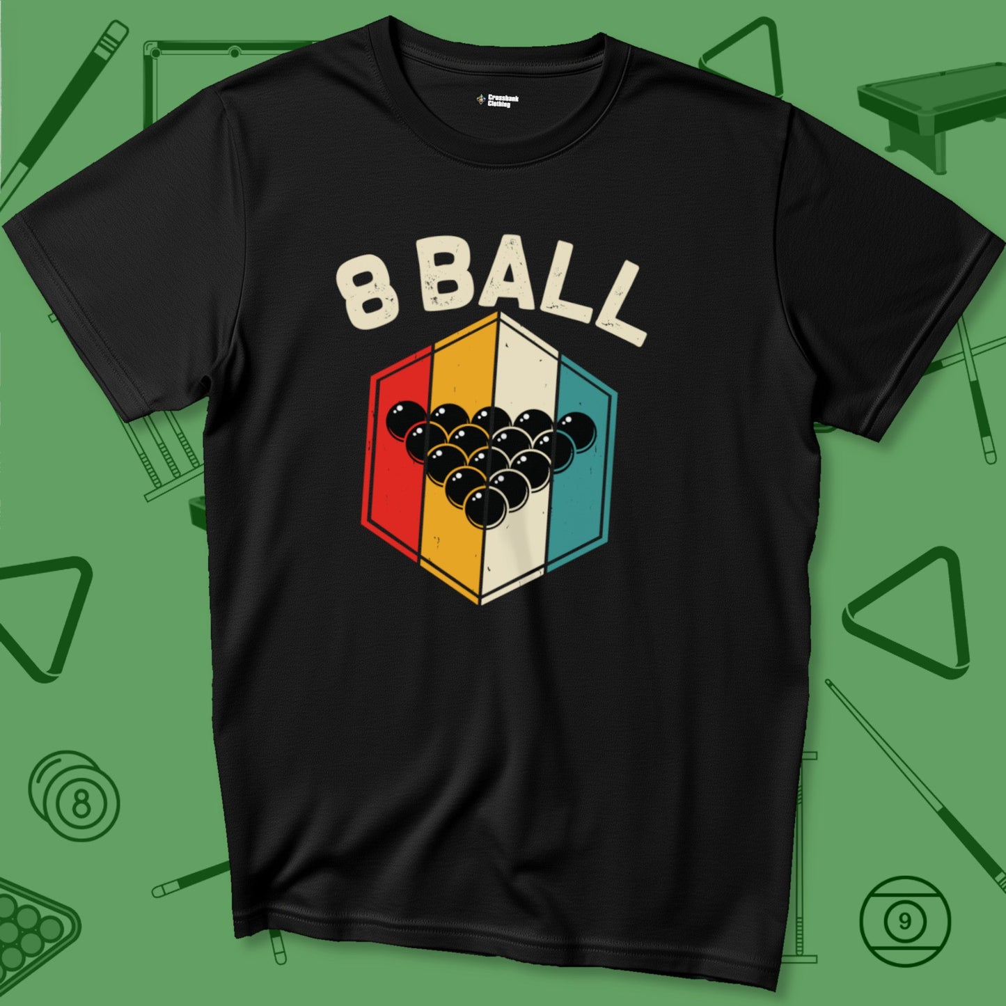 A T-Shirt with billiards-themed design from Crossbank Clothing