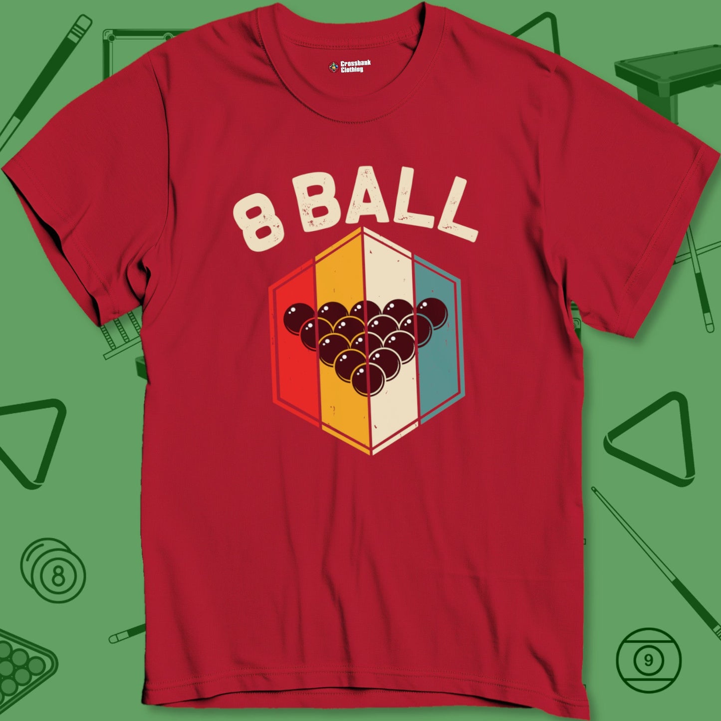 A T-Shirt with billiards-themed design from Crossbank Clothing