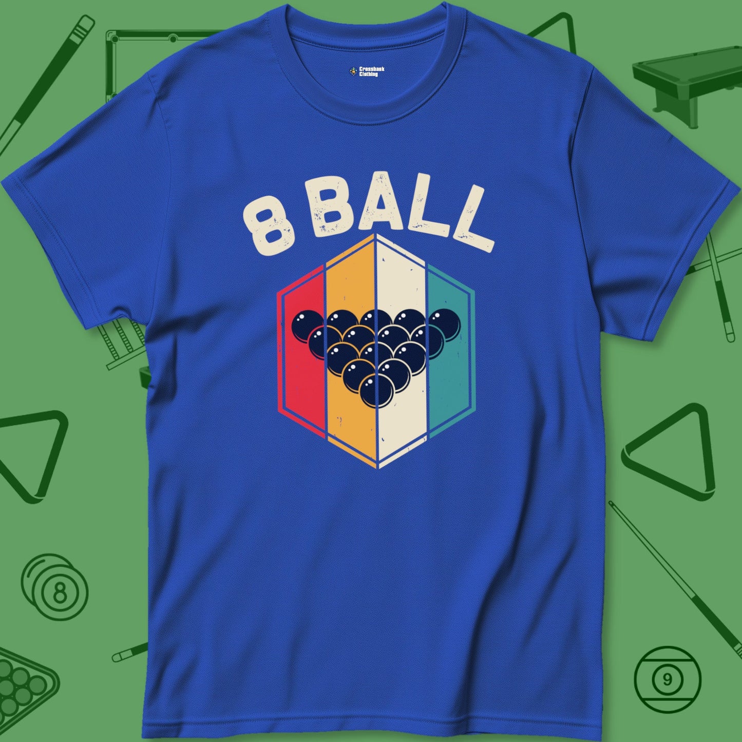 A T-Shirt with billiards-themed design from Crossbank Clothing