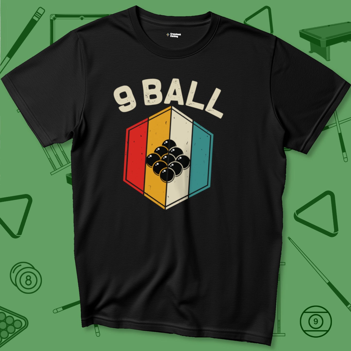 A T-Shirt with billiards-themed design from Crossbank Clothing