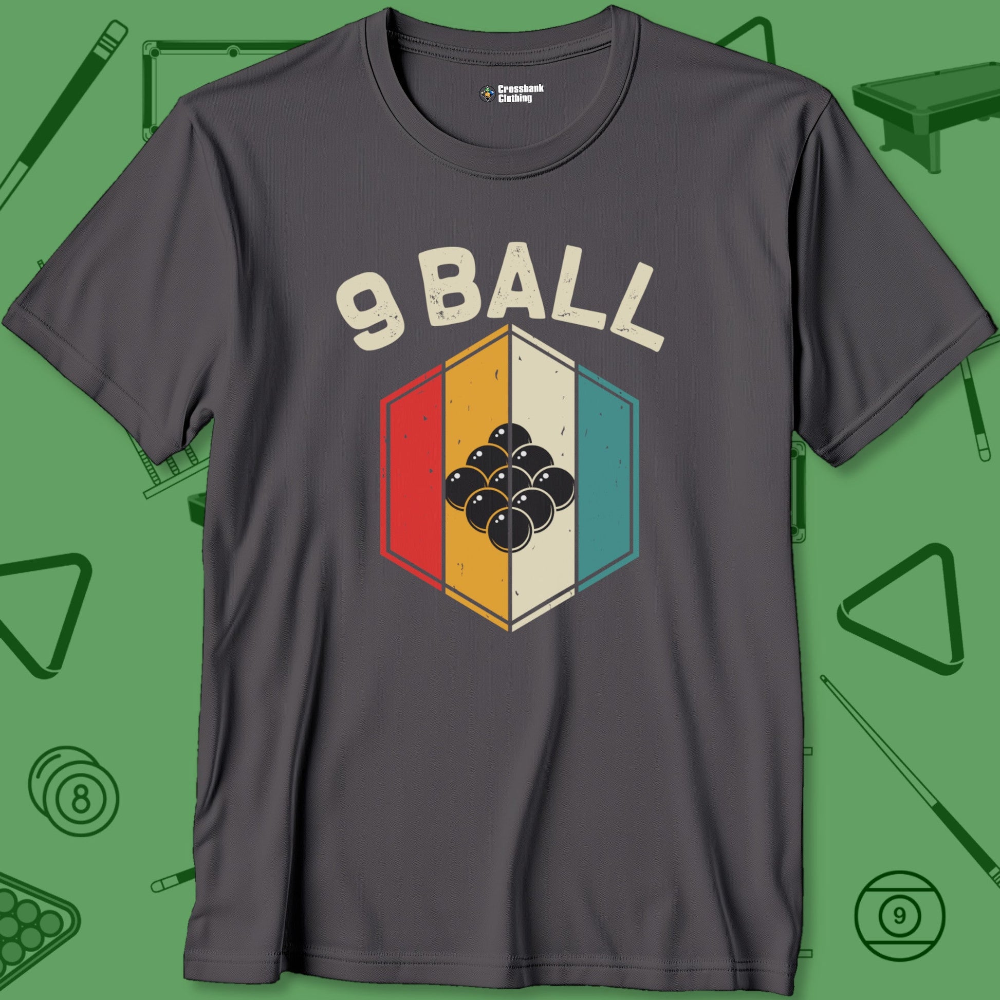 A T-Shirt with billiards-themed design from Crossbank Clothing