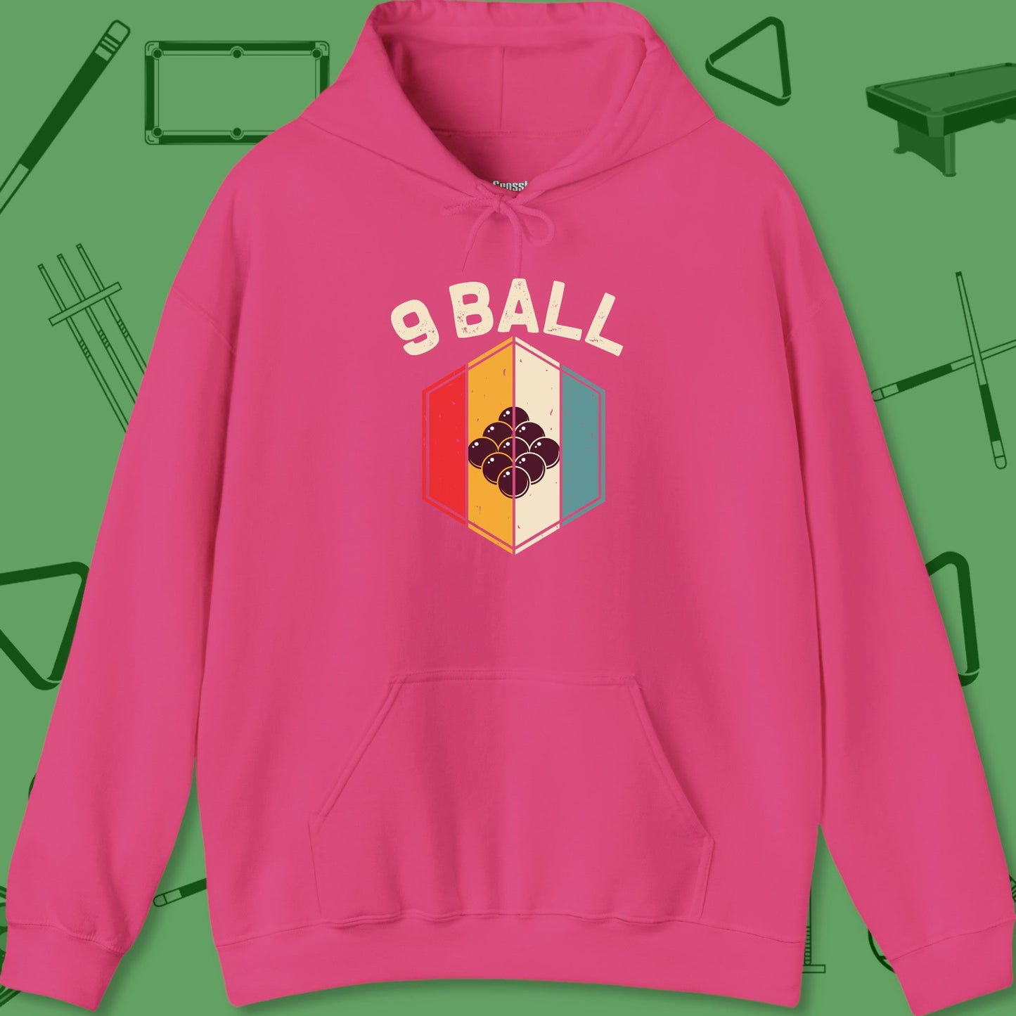 A Hoodie with billiards-themed design from Crossbank Clothing