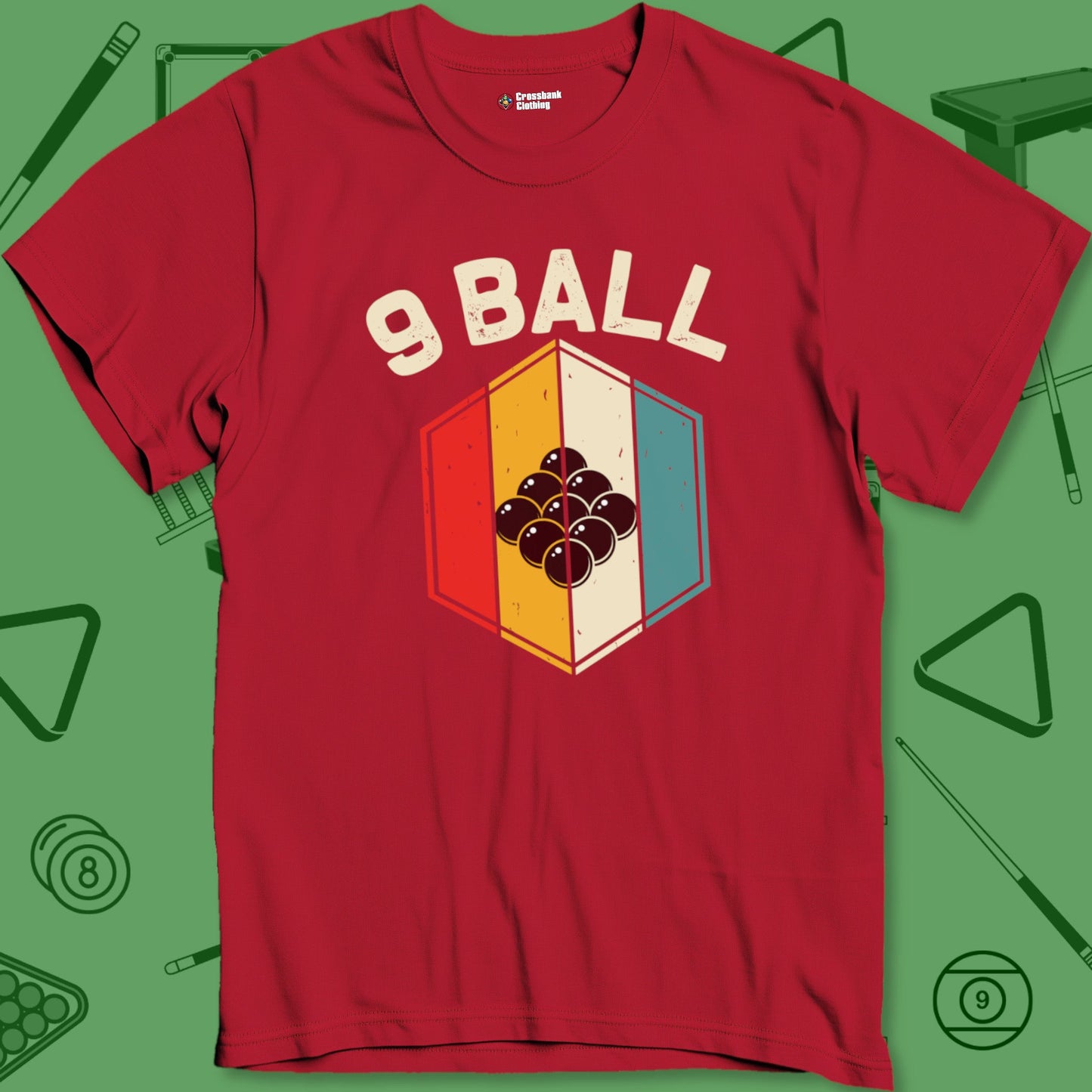 A T-Shirt with billiards-themed design from Crossbank Clothing