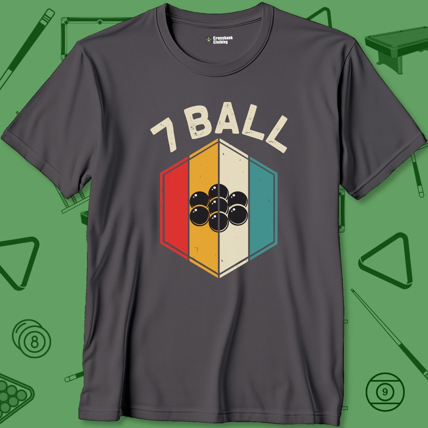 A T-Shirt with billiards-themed design from Crossbank Clothing