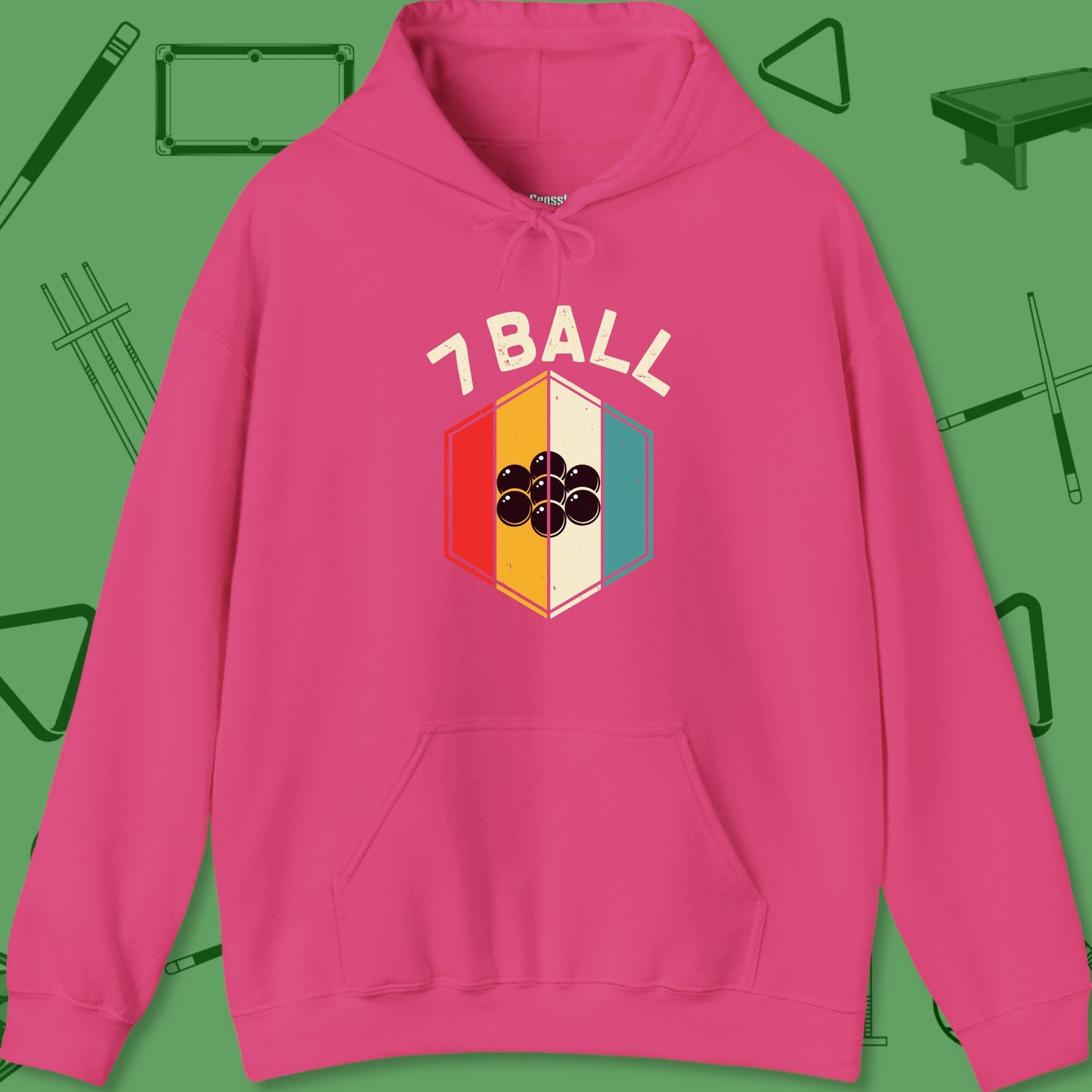 A Hoodie with billiards-themed design from Crossbank Clothing