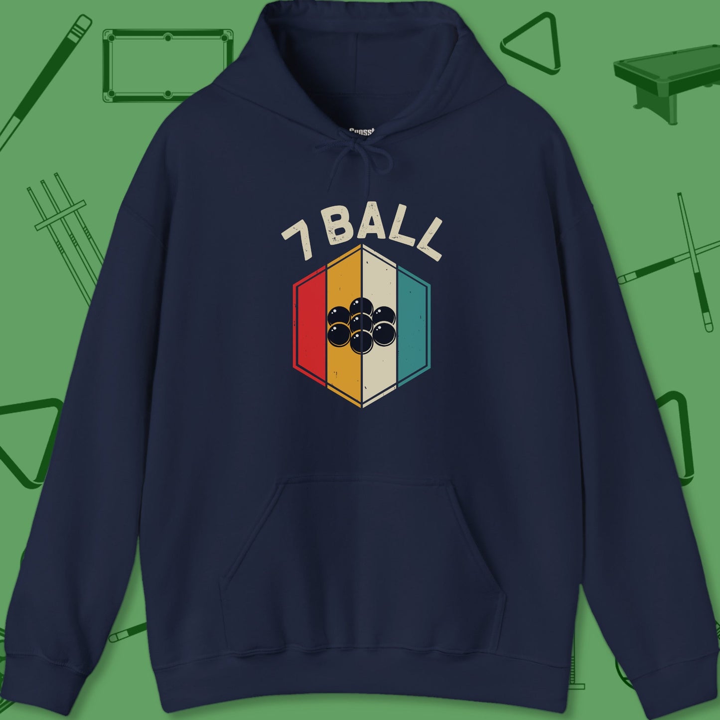 A Hoodie with billiards-themed design from Crossbank Clothing