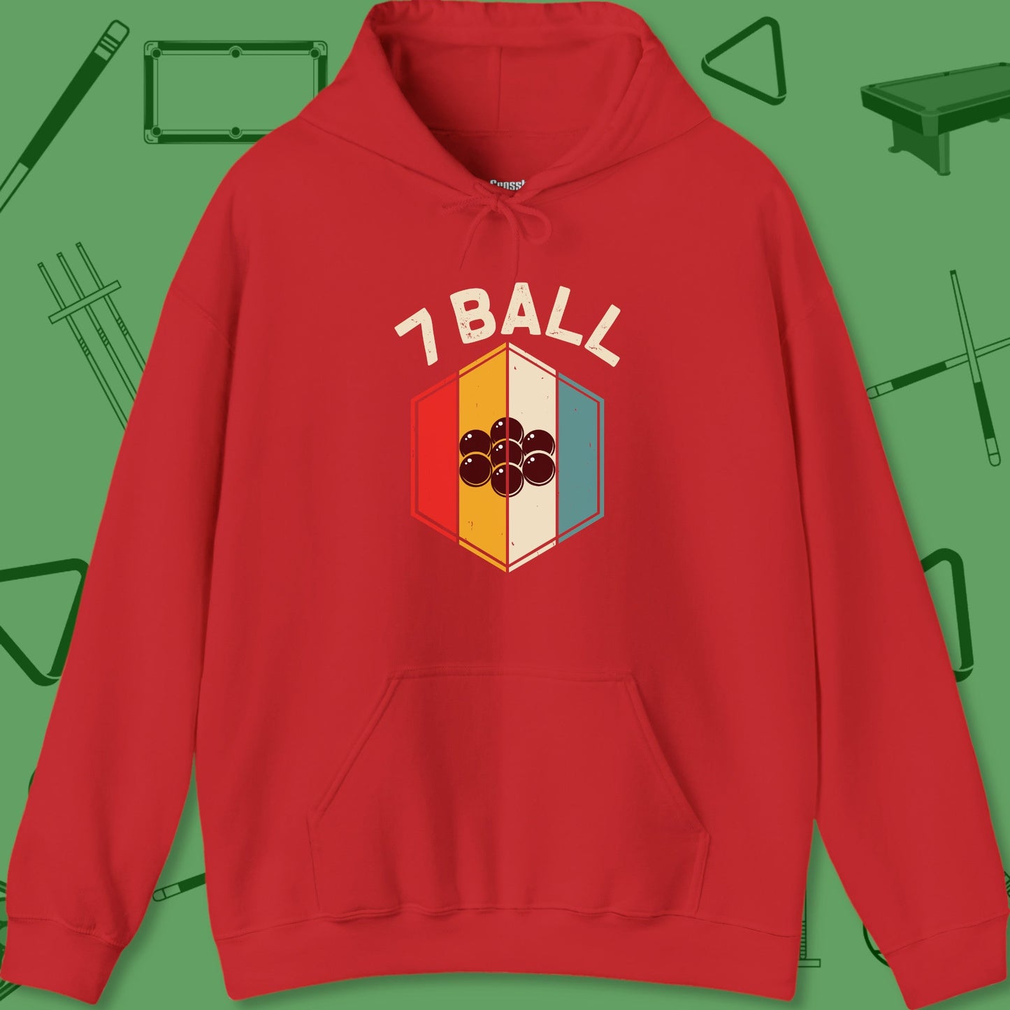 A Hoodie with billiards-themed design from Crossbank Clothing