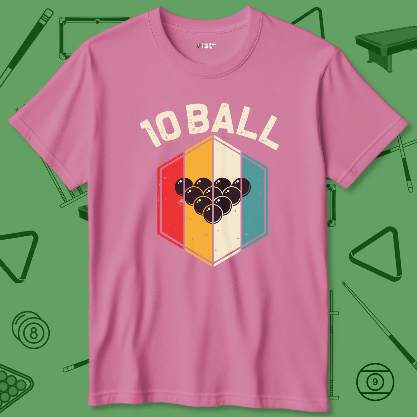 A T-Shirt with billiards-themed design from Crossbank Clothing