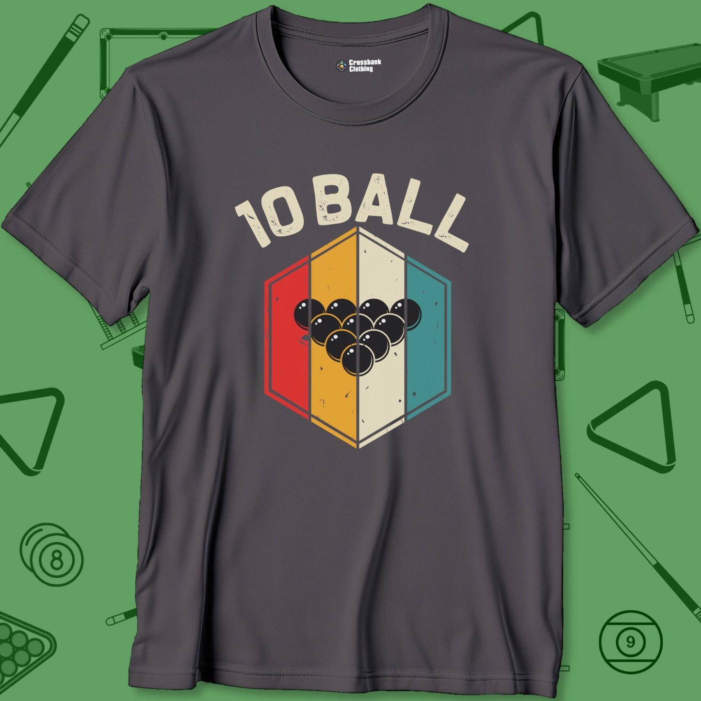 A T-Shirt with billiards-themed design from Crossbank Clothing