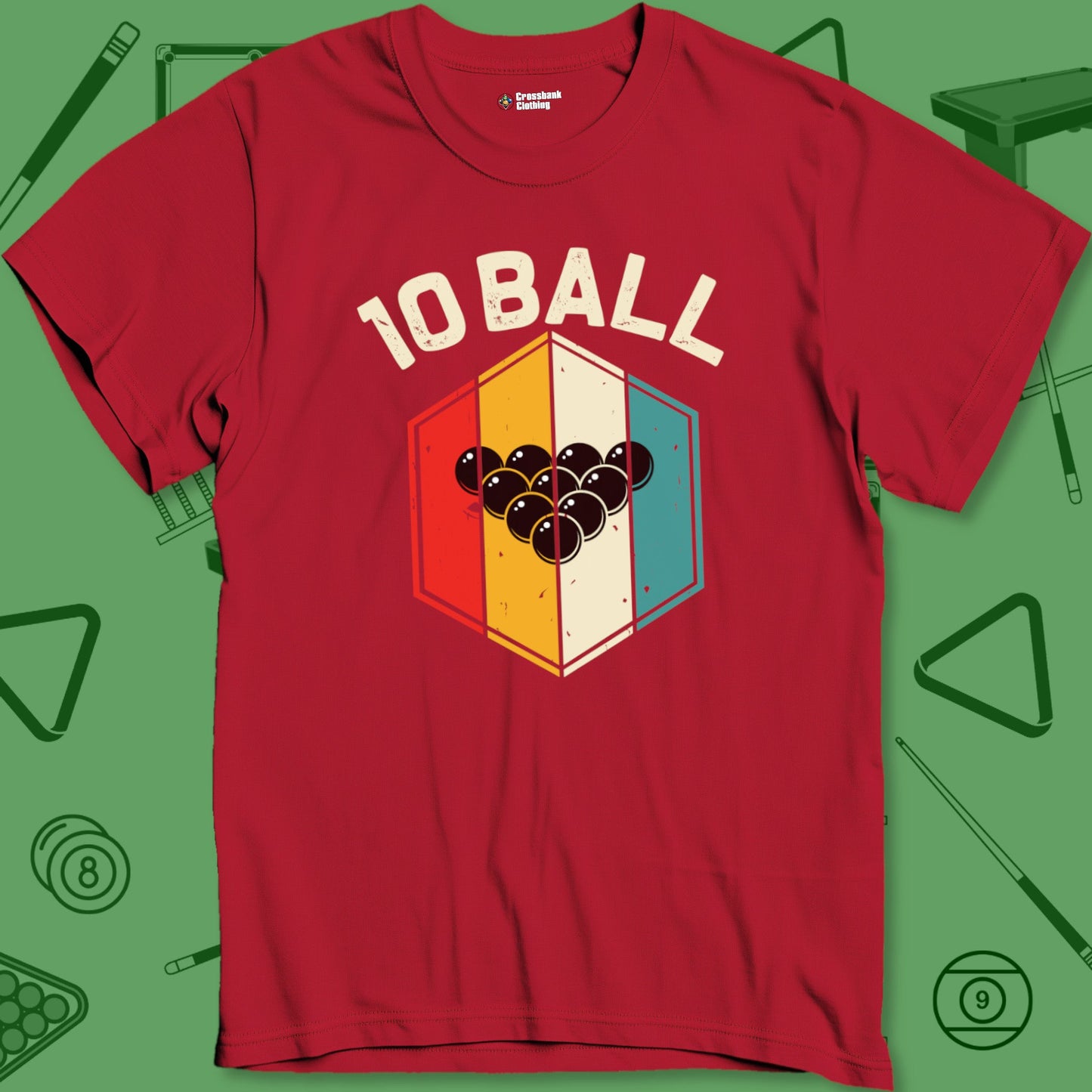 A T-Shirt with billiards-themed design from Crossbank Clothing