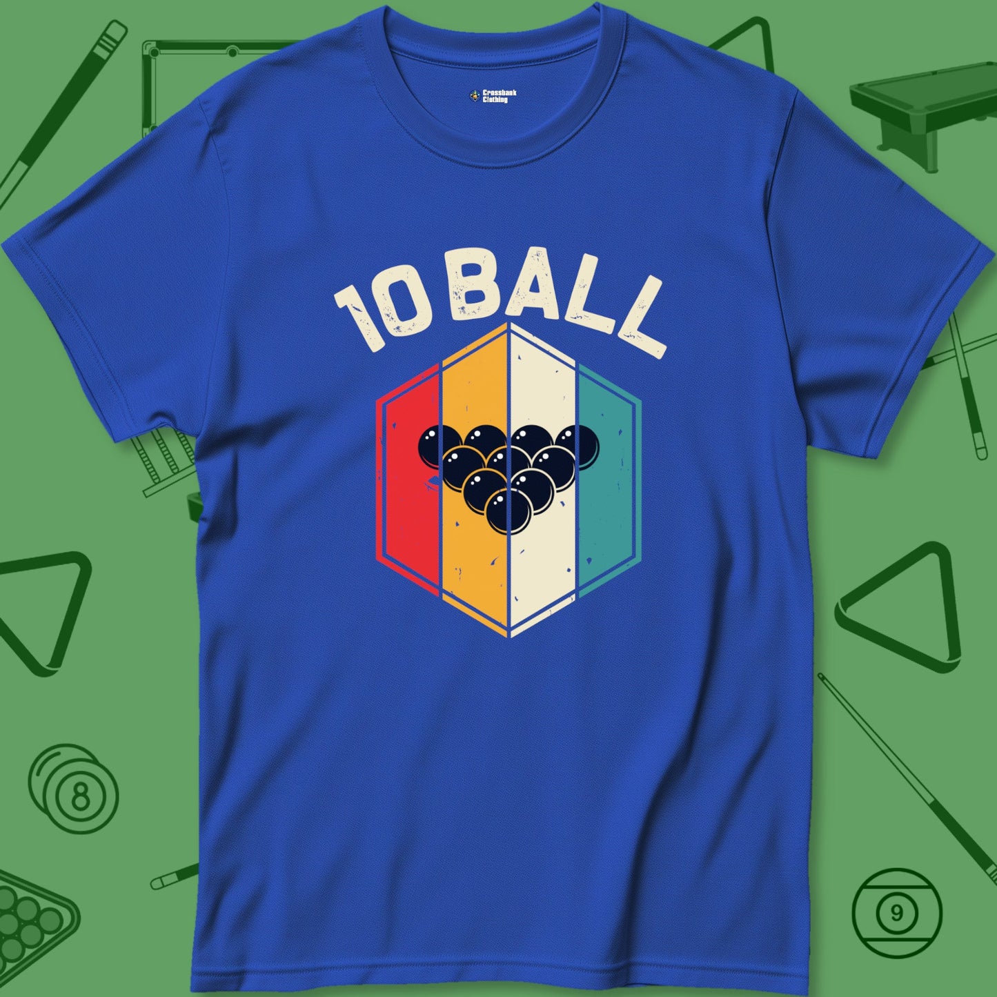 A T-Shirt with billiards-themed design from Crossbank Clothing