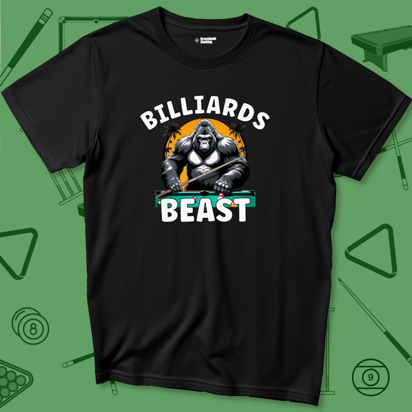 A T-Shirt with billiards-themed design from Crossbank Clothing