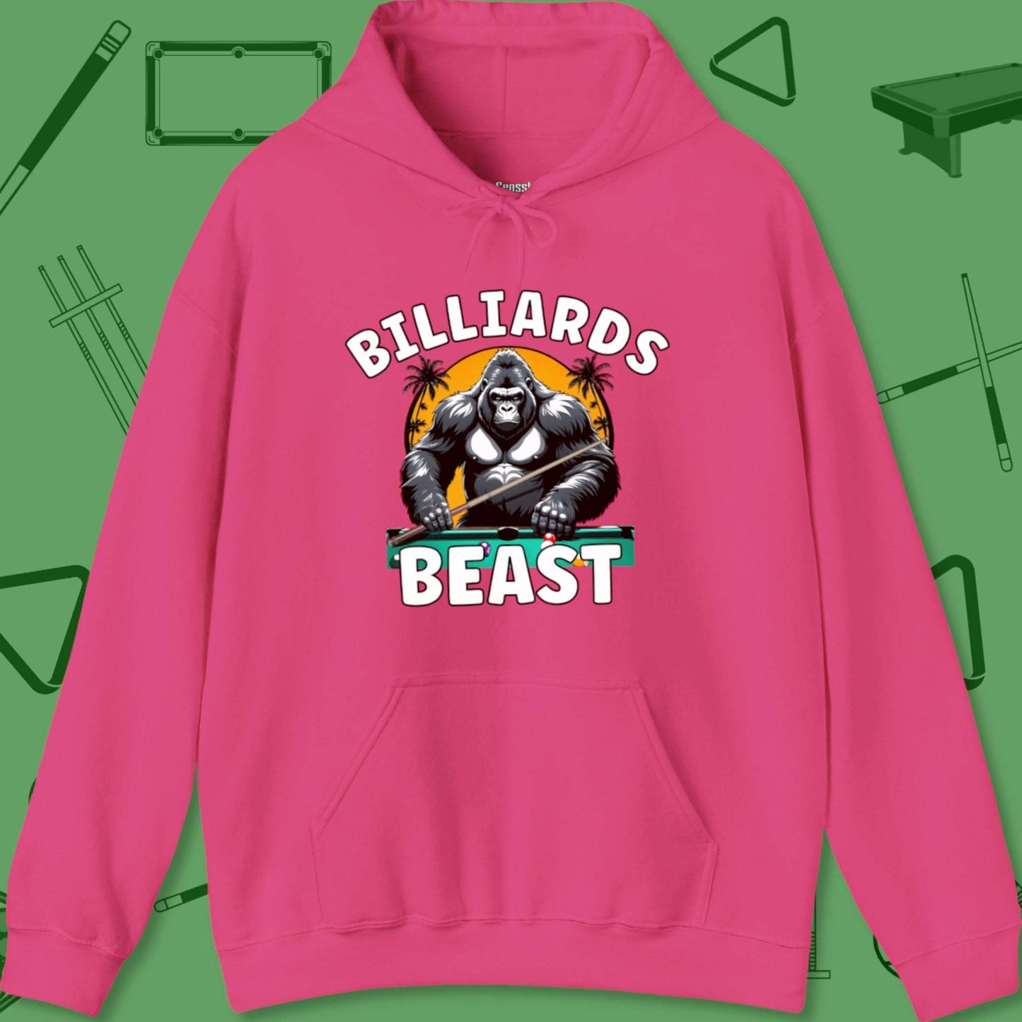 A Hoodie with billiards-themed design from Crossbank Clothing