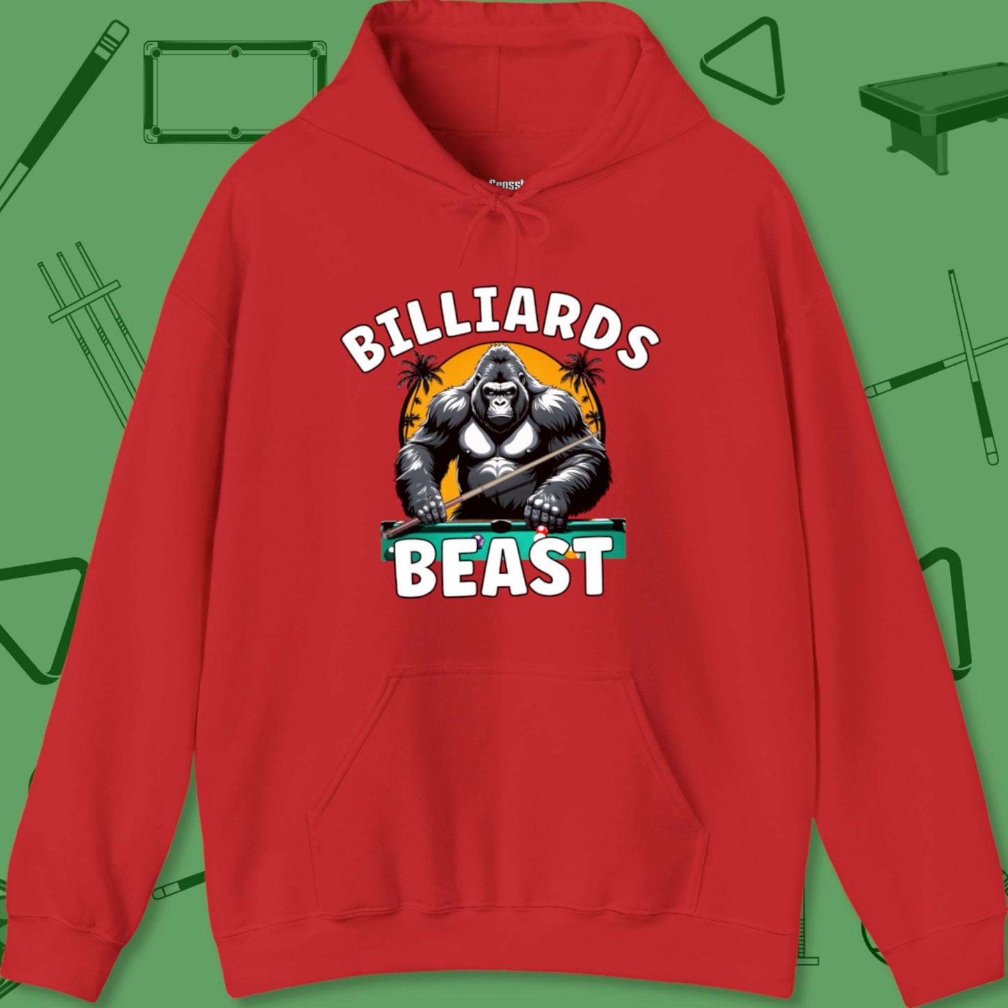 A Hoodie with billiards-themed design from Crossbank Clothing