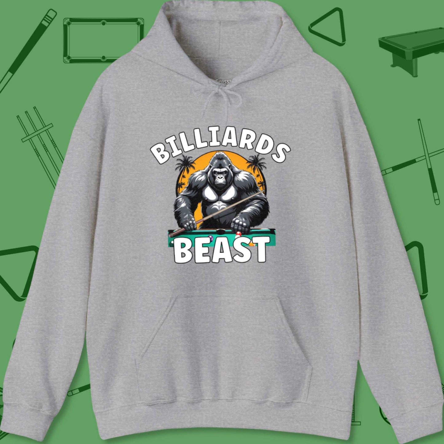 A Hoodie with billiards-themed design from Crossbank Clothing