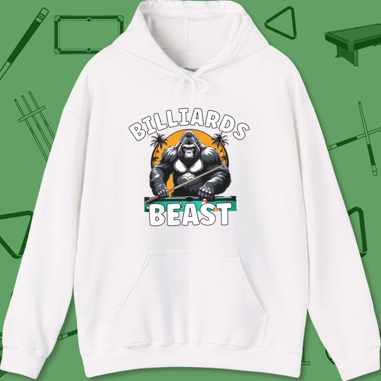 A Hoodie with billiards-themed design from Crossbank Clothing