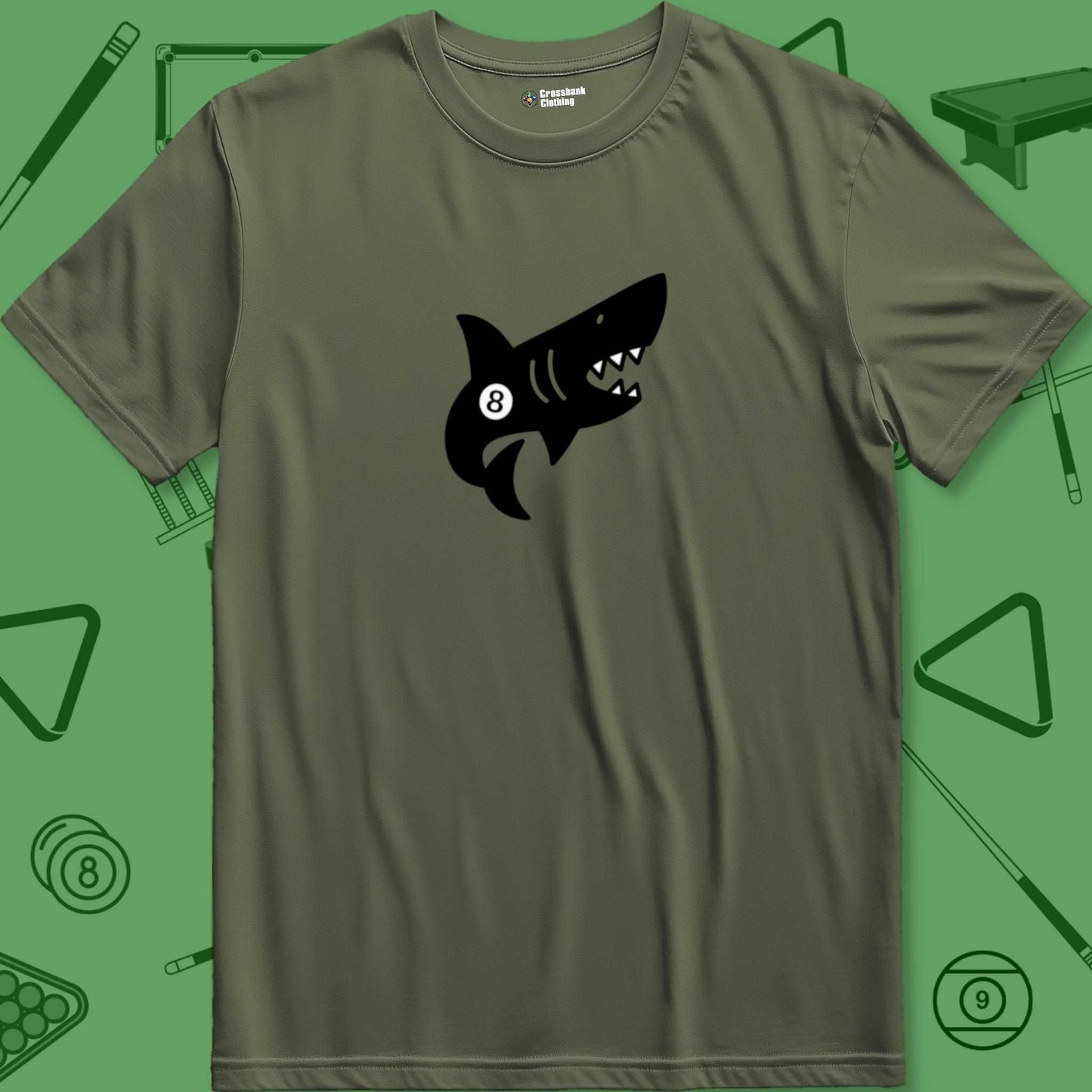 A T-Shirt with billiards-themed design from Crossbank Clothing