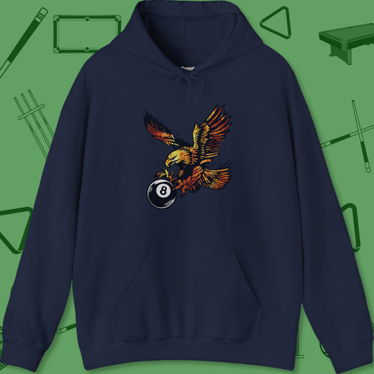 A Hoodie with billiards-themed design from Crossbank Clothing