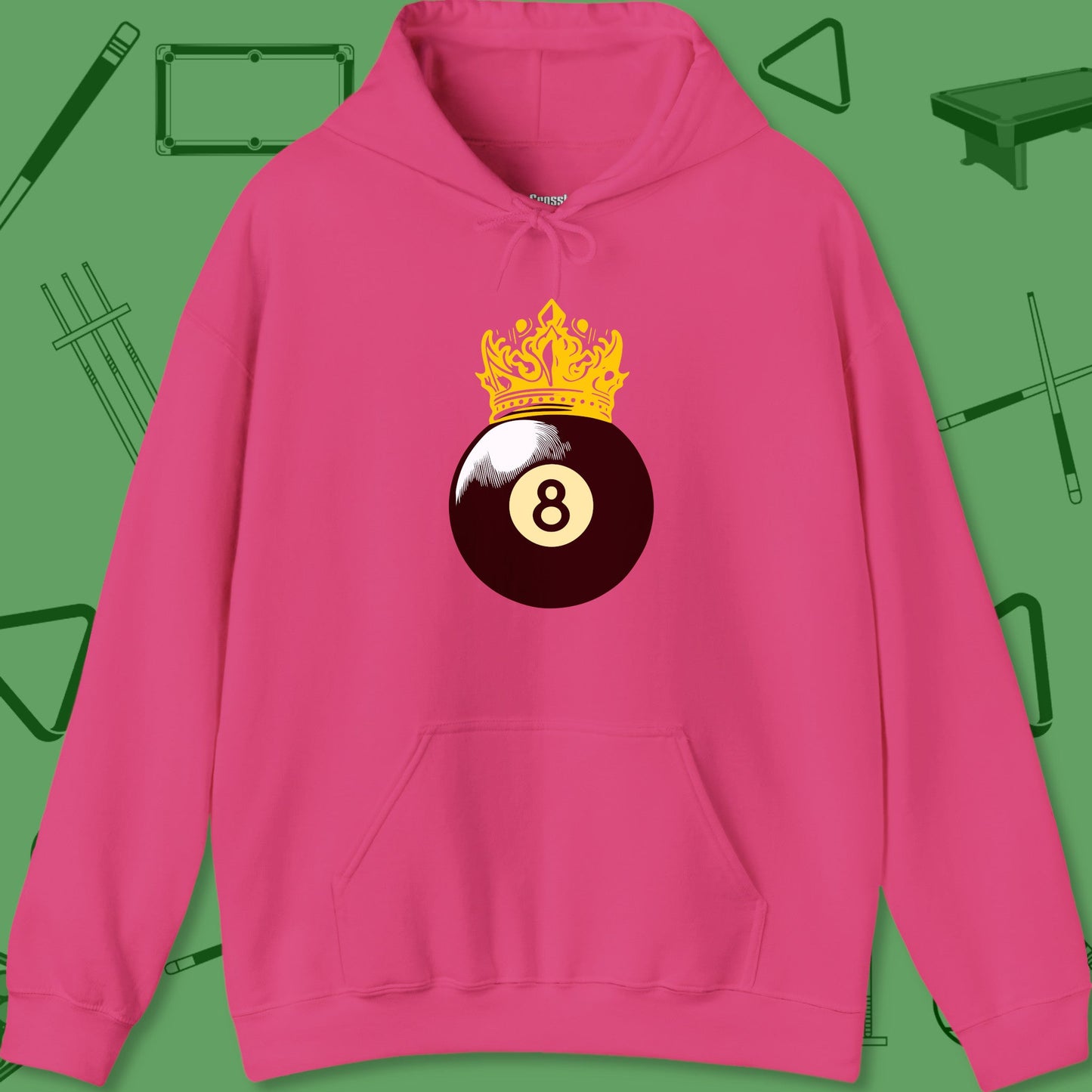 A Hoodie with billiards-themed design from Crossbank Clothing