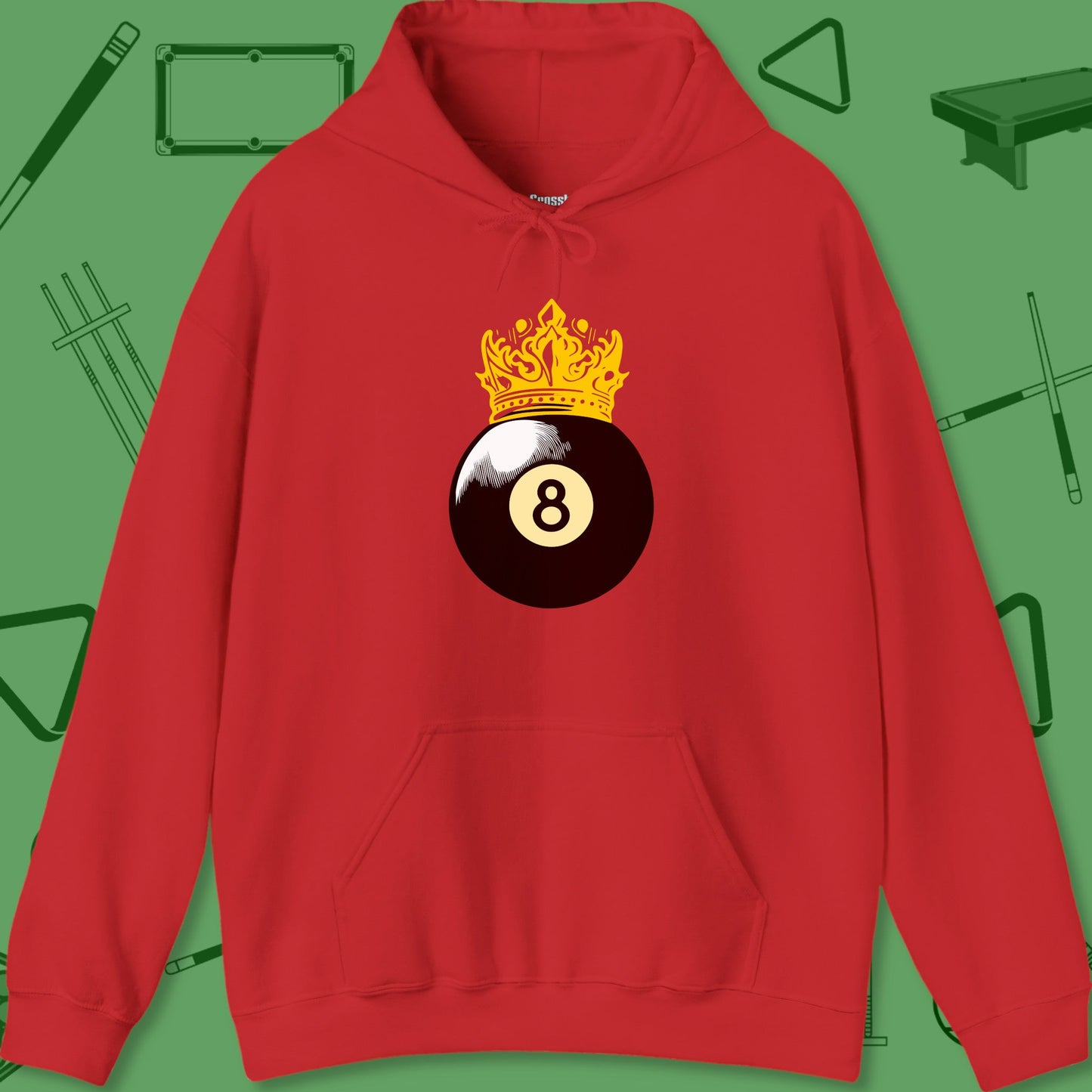 A Hoodie with billiards-themed design from Crossbank Clothing