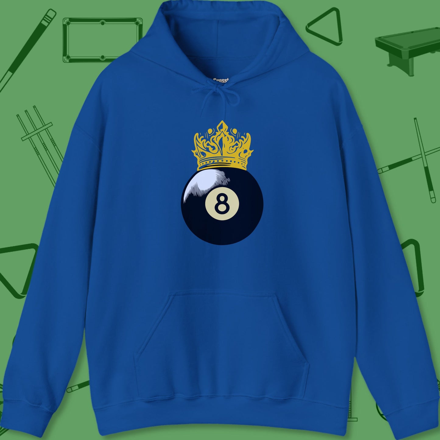 A Hoodie with billiards-themed design from Crossbank Clothing