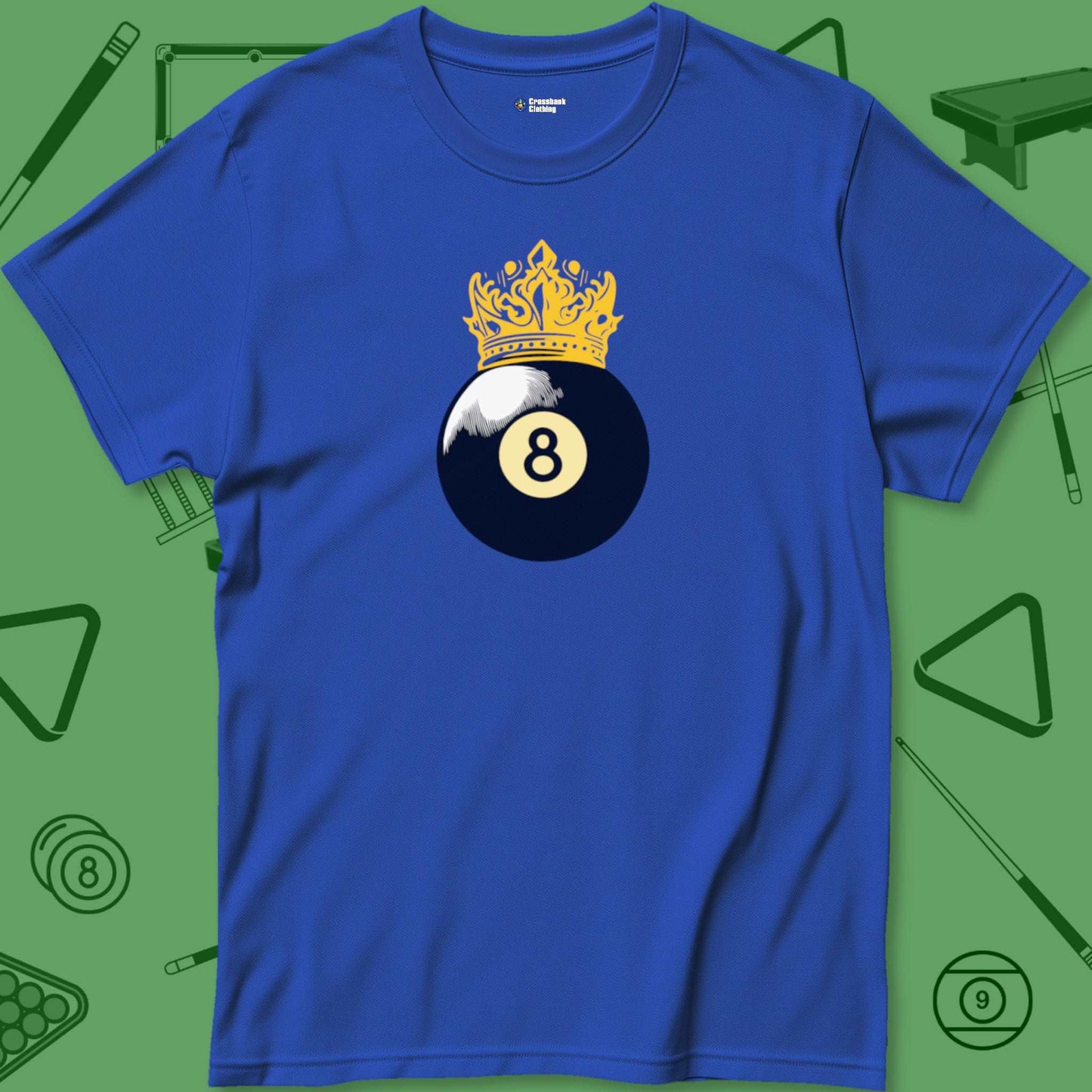 A T-Shirt with billiards-themed design from Crossbank Clothing